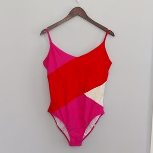⭐ Summersalt Red Pink White Slimming Swimsuit One Piece Size 14